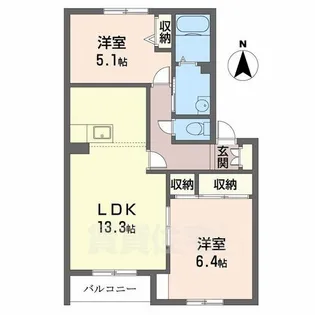 サウス・サンティーナ【1階】の間取り