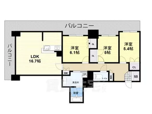 ローレルタワー尼崎【6階】の間取り