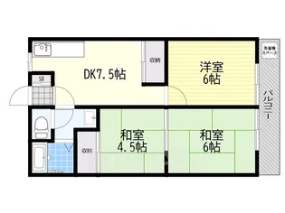 阪南グリーンハイツB棟【3階】の間取り