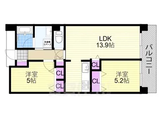 キングマンションアンティオーネ御幣島イーストヴェール【15階】の間取り