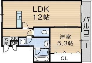 フロントリバー東難波【3階】の間取り