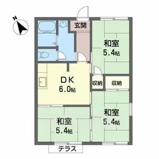 スカイコーポB【2階】の間取り