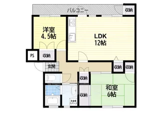 関屋あしびハイツ4号棟【4階】の間取り