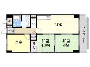 キャピタルハイツ姫里【6階】の間取り