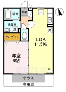 リバーサイド桂川 B棟【1階】の間取り