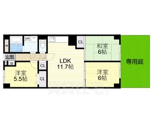 久宝寺グリーンマンション【1階】の間取り
