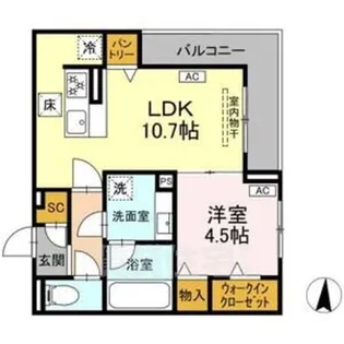 カリーノ姫宮【1階】の間取り