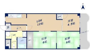 瓢箪山第2大発マンション【1階】の間取り