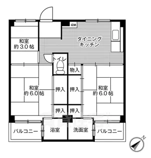 ビレッジハウス見瀬2号棟【3階】の間取り