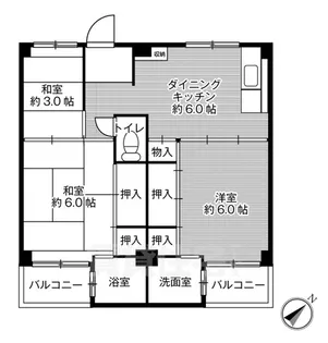 ビレッジハウス見瀬6号棟【1階】の間取り
