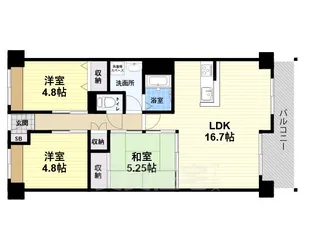 崇徳院ハイツ N棟【5階】の間取り