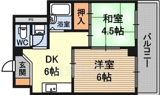 サンハイツ大阪屋【6階】の間取り