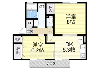 プランドール南楠葉 B棟【1階】の間取り