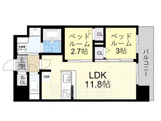 アーバングランデ新大阪【4階】の間取り