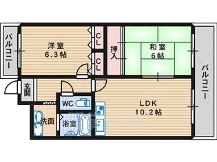 エテルノ長居【3階】の間取り