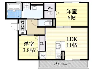 エクセレント曙川東Ⅱ【2階】の間取り
