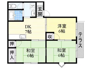 グリーンコーポ藤C棟【1階】の間取り