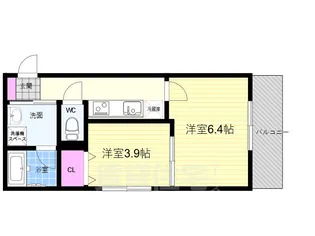 ブランネージュ二条城北【3階】の間取り