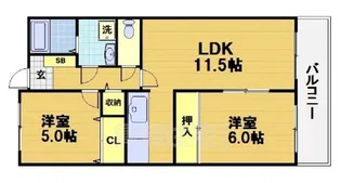 スカイビュー東土川【7階】の間取り