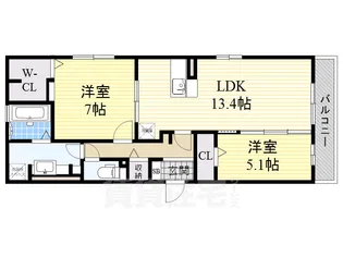 フェリシア天美【1階】の間取り