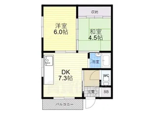 D2ハウス若江岩田【3階】の間取り