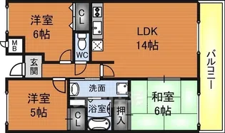 カサグランデス浜寺北【10階】の間取り