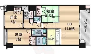 アップルガーデン茨木【6階】の間取り