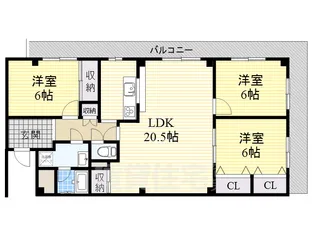 大阪府大阪市住吉区遠里小野6丁目【マンション】の間取り