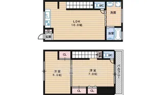 大阪府大阪市住吉区長居西2丁目【テラスハウス】の間取り