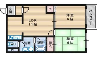 クレール帝塚山【2階】の間取り