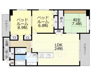 大阪府大阪市住吉区帝塚山東1丁目【マンション】の間取り