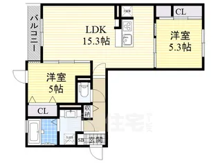大阪府大阪市住吉区帝塚山西2丁目【アパート】の間取り