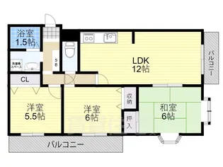 ジュネス春日【1階】の間取り