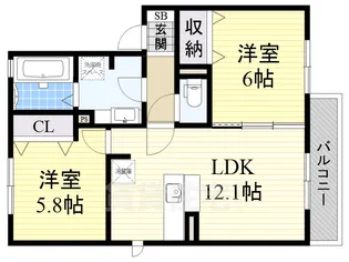 大阪府高槻市登町【アパート】の間取り