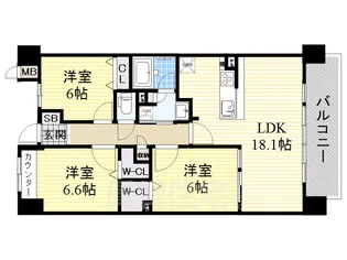 大阪府高槻市芝生町1丁目【マンション】の間取り