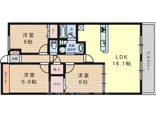 大阪府高槻市芝生町1丁目【マンション】の間取り