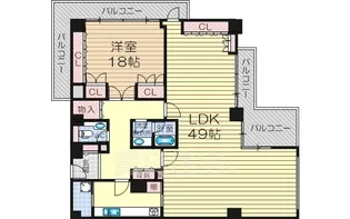 ザグランドビューオオサカ【18階】の間取り