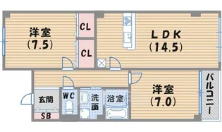 b's西北【2階】の間取り