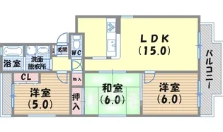 サンハイツ若草 西【2階】の間取り
