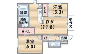 チェリーハウス2 B棟【1階】の間取り
