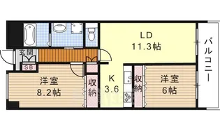 ソーラスフロント富船【7階】の間取り