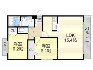 リバーサイド千年【3階】の間取り