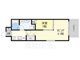 Gramercy Shirakawa Koen(旧ディームス白川公園)【9階】の間取り