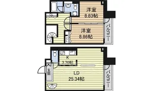 レジディア東桜Ⅱ【14階】の間取り