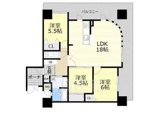 大阪府堺市堺区中安井町3丁【マンション】の間取り