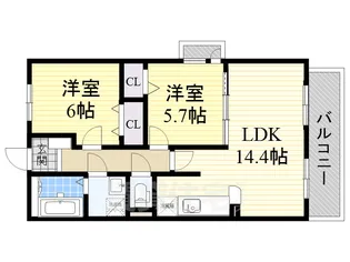 大阪府堺市東区日置荘田中町【マンション】の間取り
