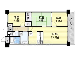 キングマンション都島1【9階】の間取り