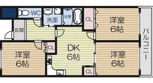 ウォーク羽衣【510号室】の間取り