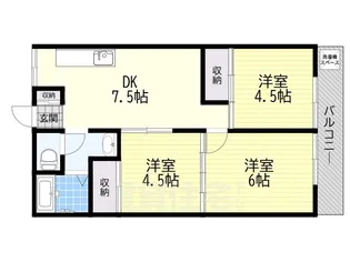 阪南グリーンハイツB棟【1階】の間取り