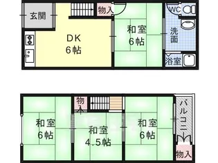 大阪府松原市河合1丁目【一戸建】の間取り
